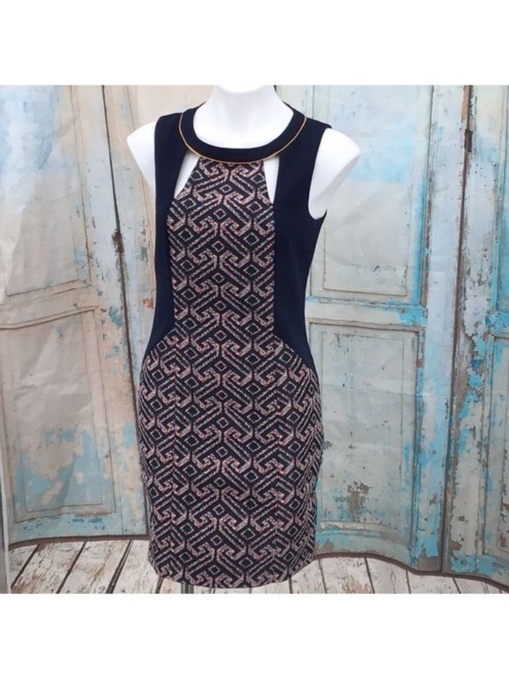 Trina Turk Womans 4 Nicka Jacquard Print Multi Dress Black Multi Color